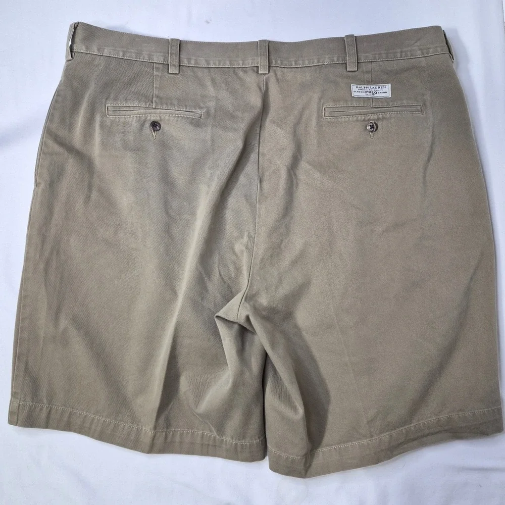 Polo Ralph Lauren Tyler Short Mens‎ 40 Khaki Pleated Chino Cotton Twill 8.5